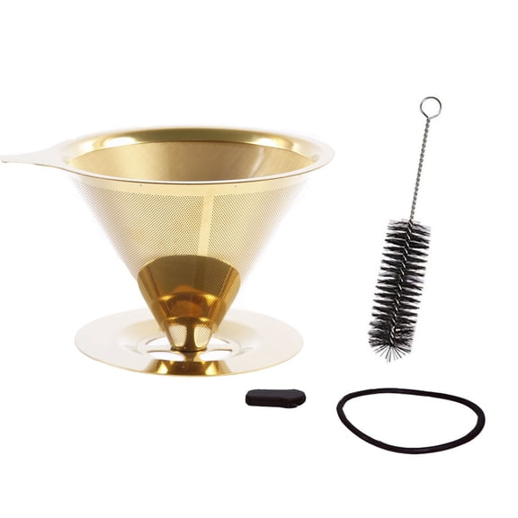 BE-TOOL Stainless Steel Coffee Filter with Brush Double-Layer Filter No Filter Paper Required
