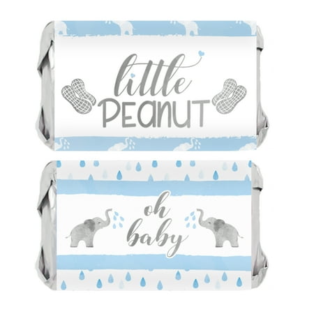 Elephant Decorations For Home Blue Elephant Baby Shower Candy Wrappers - 45ct - Girl or Boy Baby Shower Favor Decorations - 45 Count Stickers ()