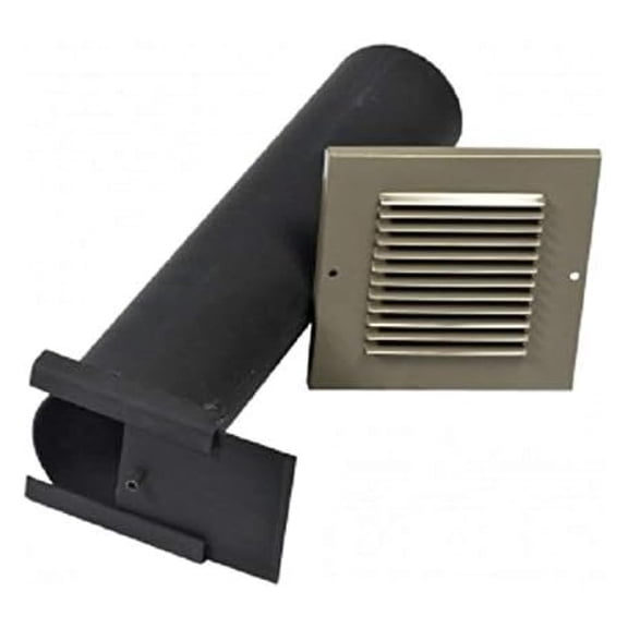 Brick Fireplace Outside Air Kit - MOKR - Rear Vent for Masonry Fireplaces - Adjustable Steel Air Intake - 15" Pipe, 6x6" Vent