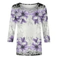 thumbnail image 5 of 3/4 Sleeve Tops for Women Summer Sale Fashion Women's Casual Print Round Neck 3/4 Sleeve T-Shirt Blouse, 5 of 5