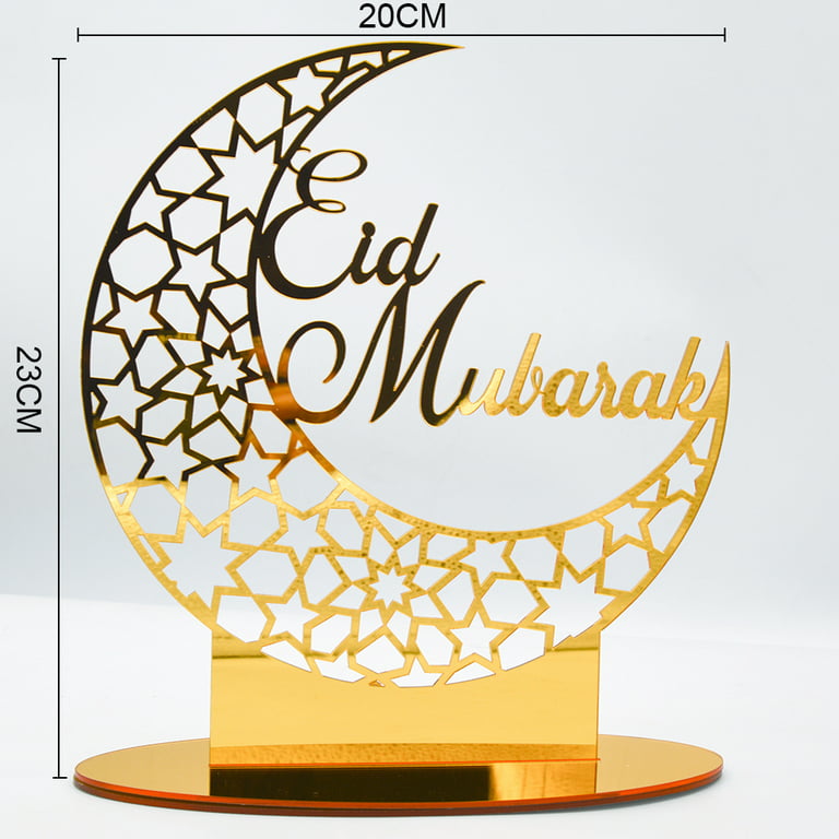 Yannee EID Mubarak Acrylic Ornament Ramadan Decorations for Home Muslim  Party, Gold Ramadan Decoration 