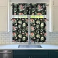 thumbnail image 3 of Pioneer Kitchen Curtains and Valance Set 36 Inch Tier Pink and White Gouache Floral Pattern 3 Pieces Set Dining Room Small Curtain Drapes Cafe Curtains Valance for Home Decor Rod Pocket, 3 of 6