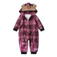 thumbnail image 3 of Odeerbi Christmas Onesie Pajamas for Family Holiday Sleep Jumpsuit Long Sleeve Family Christmas Pajamas Matching Sets Infant Fashion Lattice Print Plush Jumpsuit Sleepwear PJs Set Red, 3 of 5