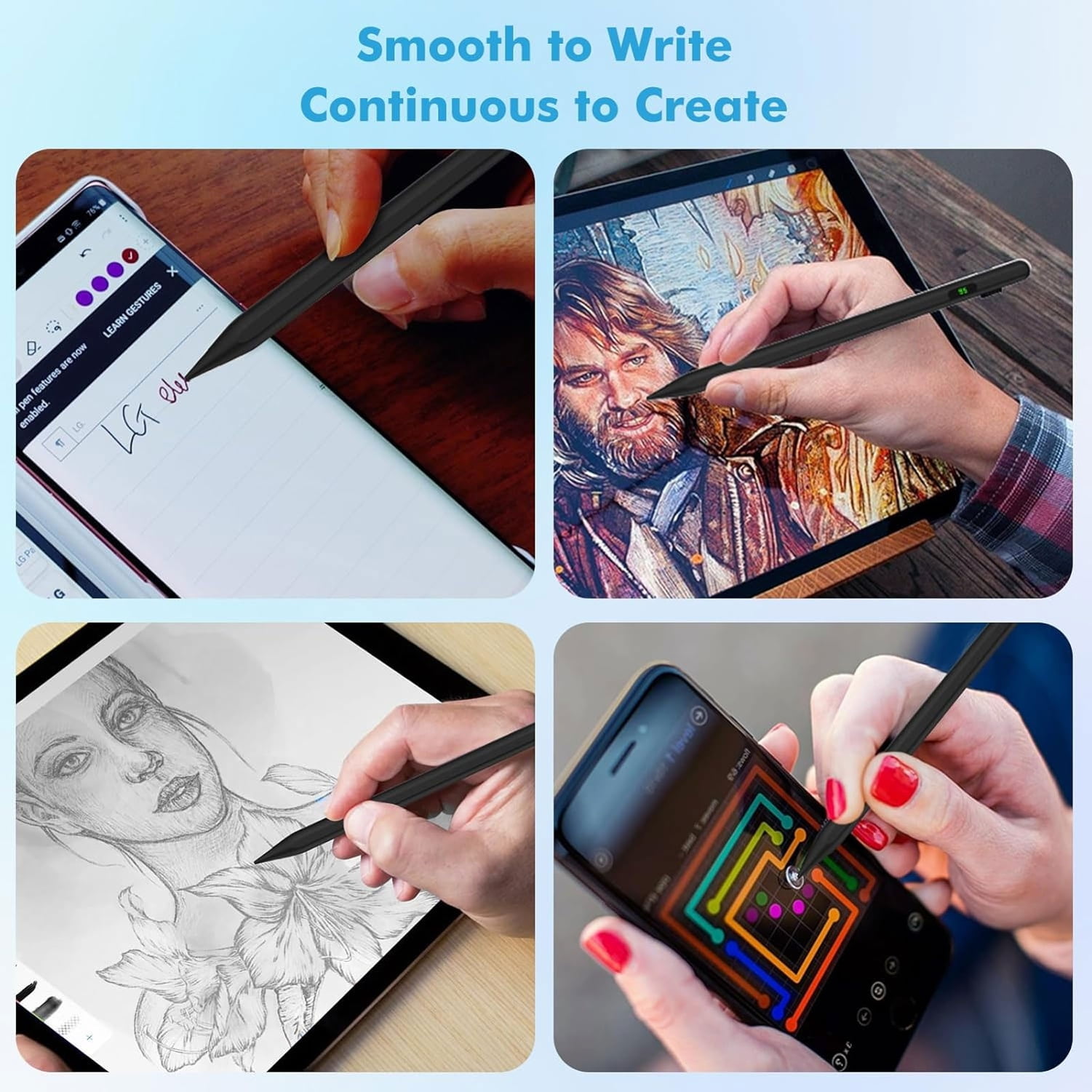 Touch Pen Active Digital Display Stylus for iPhone 16/Pro/Max/Plus - Capacitive Rechargeable Palm Rejection