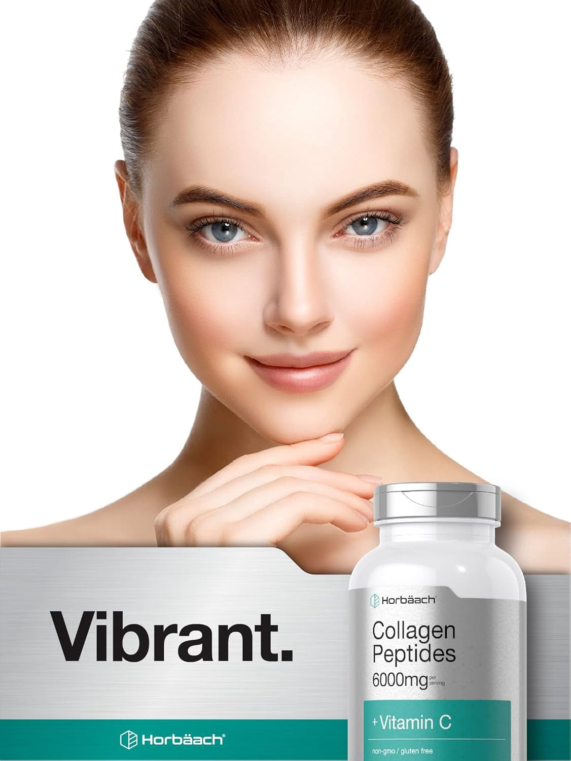 Collagen Peptides 6000mg | 300 Caplets | with Vitamin C | by Horbaach