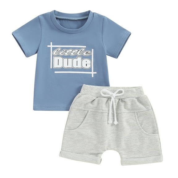 Bagilaanoe 2pcs Toddler Baby Boy Shorts Set Short Sleeve Letter Print T Shirt Tops Shorts 6M 12M 18M 24M 3T Kids Casual Summer Clothes
