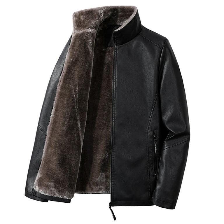  Men Lamb Fleece Button Leather Coat Fleece Jacket Long Fuzzy  Fleece Men's Jacket Black Leather Biker Jacket Men Mens Fleece Jacket with  Pockets : Sports & Outdoors