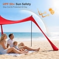 thumbnail image 2 of KAMEROUT Beach Tent, 7.5x7.5FT Easy Pop Up Beach Canopy Sun Shade UPF 50+ Protection with 4 Windproof Stability Poles and Sandbags, Outdoor Sun Shelter for Family Camping, Red, 2 of 9