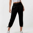 thumbnail image 2 of Pantalones cortos holgados de yoga con bolsillos para mujer - Cómodos pantalones capri para correr, 2 of 6