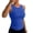 B Blue, variant on Womens Sleeveless Racerback High Neck Casual Basic Cotton Ribbed Fitted Tank Top Grey S