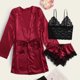 thumbnail image 2 of Guardurnaity Winered Conjunto De Pijamas Transpirables Y Cómodos para Un Sueño Tranquilo Pijamas para Mujer Ropa De Dormir Cuidado Fácil conjuntos de ropa Vino rojo METRO, 2 of 6