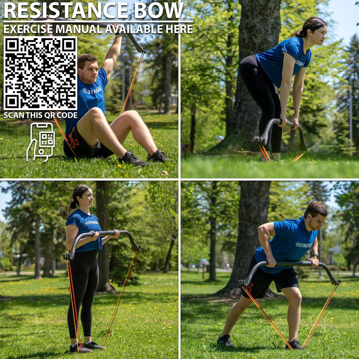 Portable Resistance Bow Home Gym Kit with 4 Bands - Full Body Workout System for Travel & Outdoors