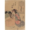 thumbnail image 3 of Utagawa Kunisada (Toyokuni III) 14x18 Black Modern Framed Museum Art Print Titled - Woman Seated Before a Make-Up Mirror (ca. 1813-1830), 3 of 5