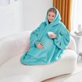 thumbnail image 5 of (Sky Blue)Wearable Blanket Hoodie, Oversized Sherpa Blanket Sweatshirt with Hood Pocket and Sleeves, Super Soft Warm Plush Hooded Blanket for Adult Women Men, O, 5 of 5