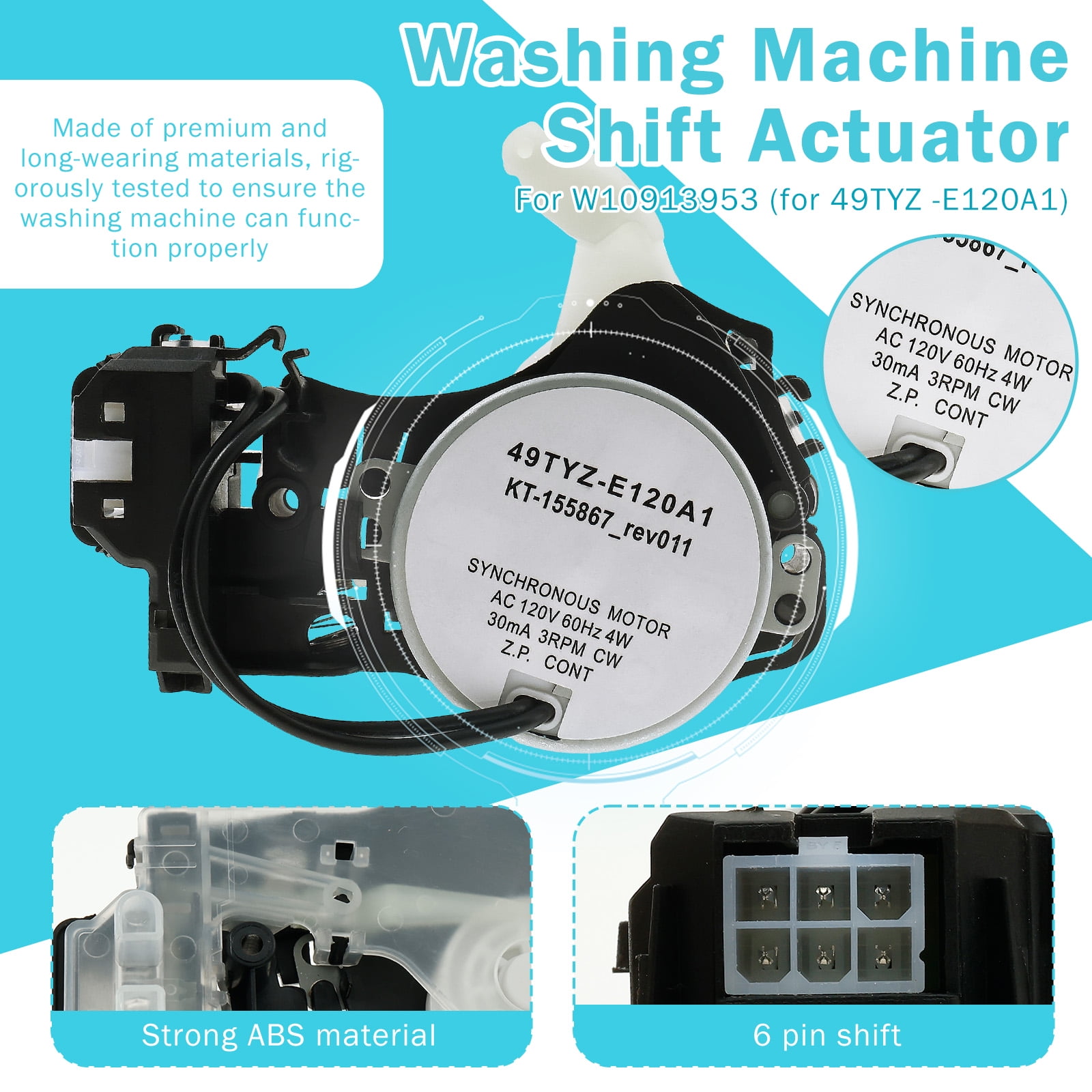 ABS Washer Shift Actuator Efficient Handling Washer Pulley Clutch Kit Easy to Install Washing Machine Shift Actuator for Home