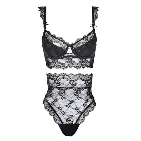 

Varsbaby Women s Push Up Bra High Waist Lace Panties Set Red Underwear