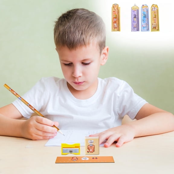 Tarmeek 5-Piece Pencil Stationery Set with Colorful Wooden Pencils, Ergonomic Grip, Drawing Supplies and Sketching Set for Daily Office Use, Inspirational Gift Set Pencil Stationery