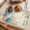thumbnail image 3 of Beige Beach Coastal Placemats Set of 8 Summer Nautical Coral Shell Botanical Place Mats Indoor Wipeable Table Mats Washable Dining Table Placemats for Kitchen Holiday Party Home Decor 13x19 Inch, 3 of 9