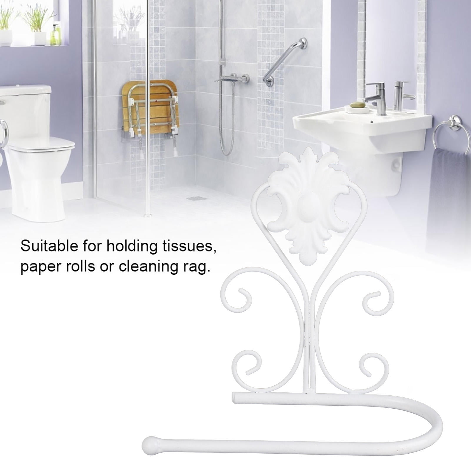 BIMZUC White Wall‑Mounted Paper Towel & Tissue Rack – 5.9"×7.9" Durable Metal Holder for Kitchen, Bathroom, Toilet