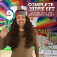 thumbnail image 3 of HandinHandCreations Hippie Wig Costume with Tie Dye Flex HeadBand 60s 70s Hippy Woodstock Festival Gear Brown, 3 of 3