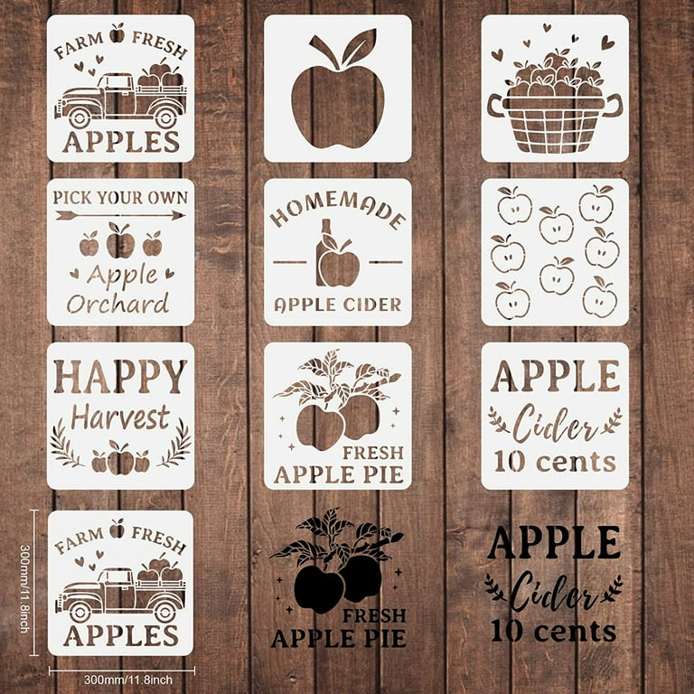 9Pcs Apple Drawing Stencil 11.8x11.8 inch Farm Apple Harvest Painting Template Apple Fruit DIY Craft Reusable Stencil Farm Apple Orchard Stencil for Painting on Wood, Wall, Fabric - Walmart.com 9pcs-apple-drawing-stencil-11-8x11-8-inch-farm-apple-harvest-painting-template-apple-fruit-diy-craft-reusable-stencil-farm-apple-orchard-stencil-for-painting-on-wood-wall-fabric-walmart-com