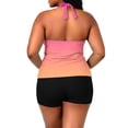thumbnail image 6 of Miluxas Women Two Piece Swimsuit Fashion Gradient Color Swim Tank Top Built in Bra Bathing Suit with Shorts Modest Swimwear Hot Pink, 6 of 7