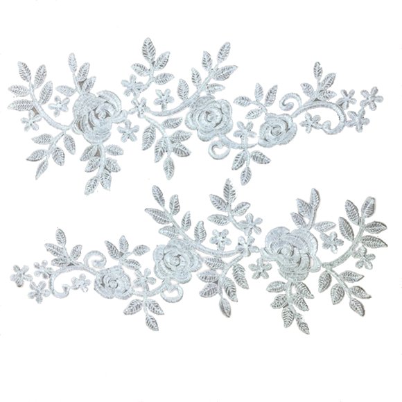 apliques de tela de encaje costura del cuello del cuello artesanal Color 3 Sunnimix Apliques de encaje blanco