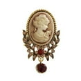 thumbnail image 6 of Opvise Women Brooch Retro Human Profile Relief Retro Court Rhinestone Decor Anti-slip Hollow Out Suit Coat Collar Hat Scarf Decoration Clothes Pin Prom Party Garment Jewelry, 6 of 7