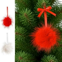 Christmas Ball Ornaments 1 Pcs - 3 inch Large Shatterproof Christmas Balls, Cute Furball Decorations Indoor, Holiday Party Hanging Ornaments for Xmas Tree, Wreath, Vines, Red