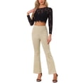 thumbnail image 2 of Pantalones Flare Sólidos de Mujer INSPIRE CHIC con Cremallera Lateral Oculta de Suede Sintético Talla XL Beige, 2 of 6
