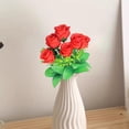 thumbnail image 4 of Ramo de Rosas Artificiales Seis Cabezas | Flores de granada simuladas realistas | Azul, Rosa, Beige, Rojo, Verde | Disposición decorativa de plástico de 14,17x5in | Resistente al desvanecimiento, 4 of 6