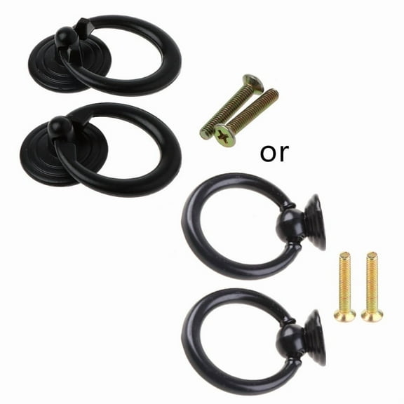 2 Pcs Retro Metal Cabinet Cupboard Door Pulls Simple Ring Pulls Wardrobe Wooden Box Handle Drawer Decor Knob Household