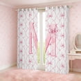 thumbnail image 2 of Manfei Monogrammed M Curtains and Drapes (38x45),Ribbon Bowknot Blackout Curtains for Bedroom,Pink White Curtains Pack of 2 (38x45),Microfiber Room Decorative, 2 of 7