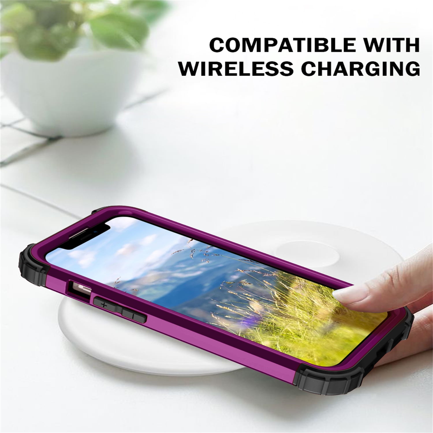 iPhone 14 Plus Case 6.7 inch 2022, Allytech Heavy Duty Hybrid Hard PC Back + Soft TPU Inner + Front PC Frame Drop Protection Case for iPhone 14 Plus 5G, Purple