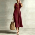 thumbnail image 3 of YuXingFu Wedding Guest Dresses for Women Summer Maxi V-Neck Plus Size Womens Dress Sleeveless for Vacation Long Casual Summer Wine S, 3 of 9