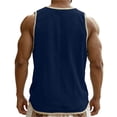 thumbnail image 5 of Tumotour Summer Tank Top for Men's Solid Color Linen Blouse Sleeveless Crew Neck Button Casual Sports T-shirt Top, 5 of 7