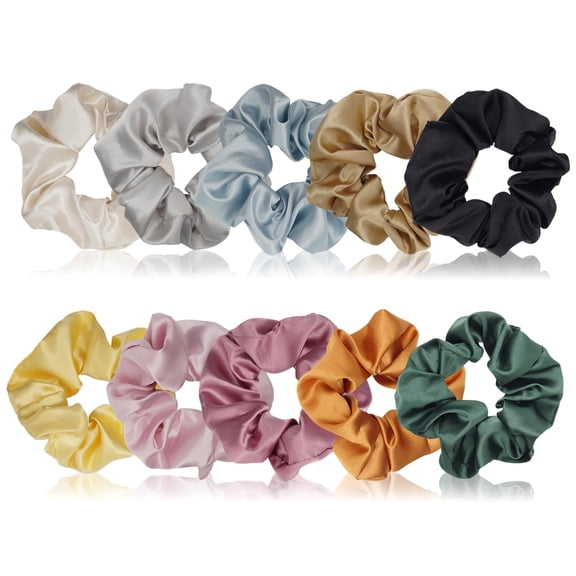10 Packs Hair Ties Silky Satin Scrunchies for Women Girls Hair Elastic Bands Ponytail Holder