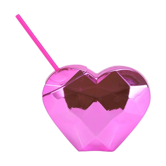 Glass&Bottle Disco Cup Heart Shaped Sparkling Oz Lid-Top Tumbler for Valentine Wedding Galentine Party Party Glass