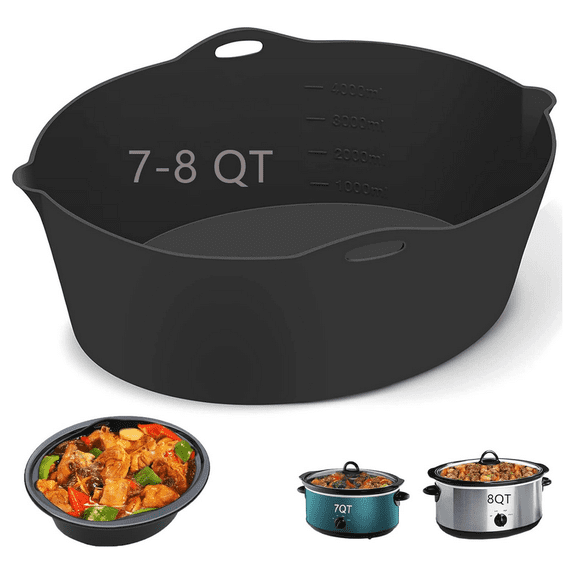 Silicone Liners Fit for Crock Pots/Slow Cookers 7-8 Quart, Slow Cooker Divider Insert Compatible for Crockpot Liner, Reusable/BPA Free/Leakproof/Cooking Accessories for Oval Crockpots