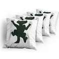 thumbnail image 5 of Ambesonne Cat Throw Pillow Cover 4 Pack, Animal Funny Pet Art, 16", Dark Green White, 5 of 7