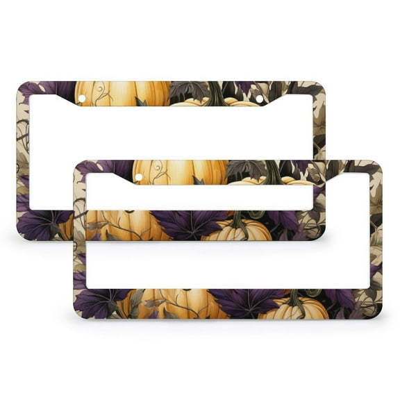 Autumn Decorations Pumpkin License Plate Frame 2 Pieces Happy Fall Harvest License Plate Cover Front Plates Frames Car Tag Frame for Women Men US Vehicles 2 Holes Metal License Plate Cover