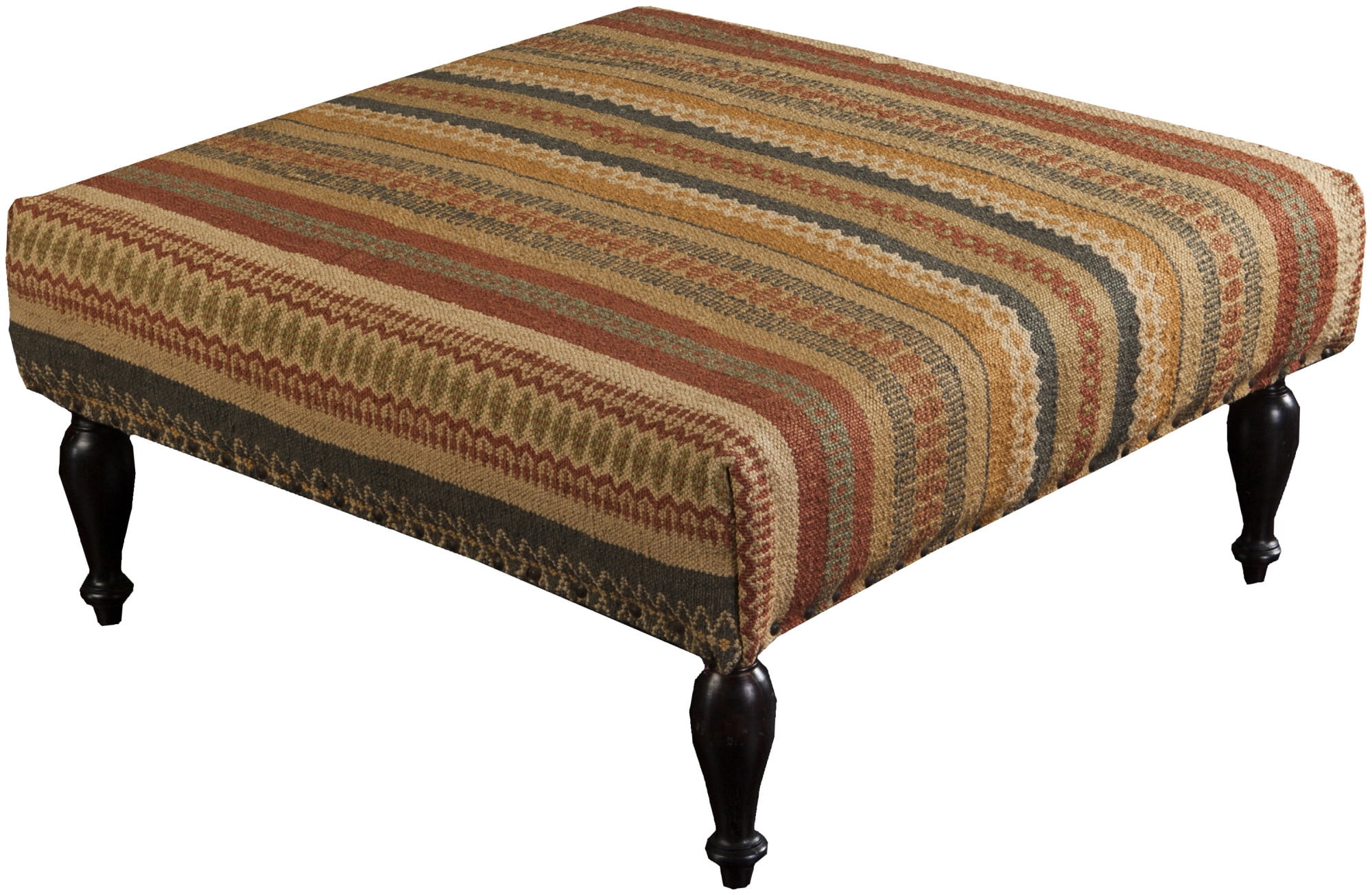 Surya Fl1016 Wool Upholstered Square Ottoman Orange