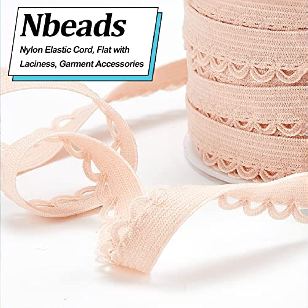 10.94 Yards Picot-Edge Lingerie Elastic Stretch 1/2 Flat with Laciness  Elastic Cord Strap Edge Crocheted Lace Cord Ribbon for DIY Sewing Wedding  Decorations and Gift Wrapping Misty Rose 