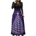 thumbnail image 1 of Vestido largo de manga larga con cuello redondo y estampado de árbol de Navidad para mujer Pompotops hdfakjf5479, 1 of 6