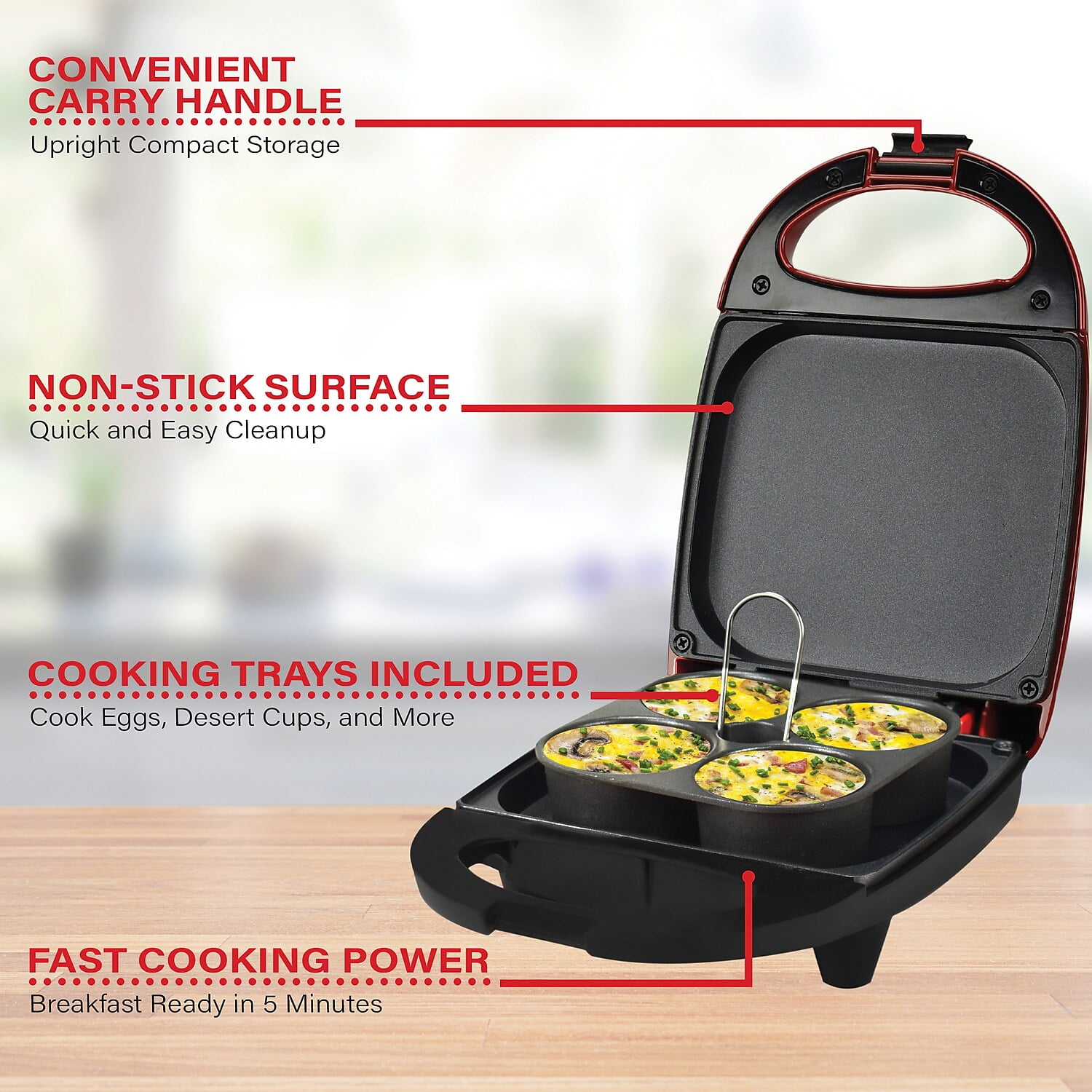 Brentwood Mini Sous Vide Style Egg Bite Maker in Red