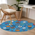 thumbnail image 4 of Blue Sports Round Area Rug 3Ft Washable Small Circle Rugs for Kitchen Entryway, Football Basketball Rugby Baseball Non-Slip Carpet Floor Mats Indoor Outdoor Carpet Runner Aesthetic Home Decor, 4 of 8