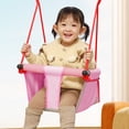 thumbnail image 4 of Columpio para niños de interior y exterior | Asiento seguro antideslizante con altura ajustable y diseño curvo transpirable | Soporta hasta 50kg | Beige, Verde, Rosa | 32x32x27cm | Juguete para, 4 of 6