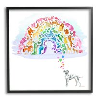 Stupell Industries Bright Rainbow Animals Dalmatian Dream Arch Shape Graphic Art Black Framed Art Print Wall Art, Design by Dishique