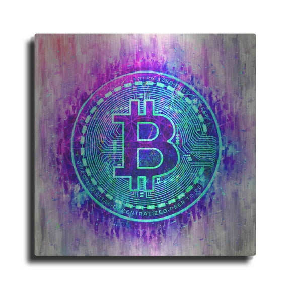 Luxe Metal Art 'Bitcoin Melt' by Cameron Gray Metal Wall Art, 24"x24"