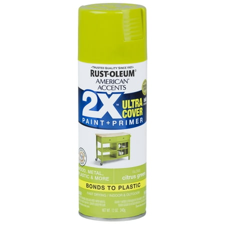 (3 Pack) Rust-Oleum American Accents Ultra Cover 2X Gloss Citrus Green Spray Paint and Primer in 1, 12